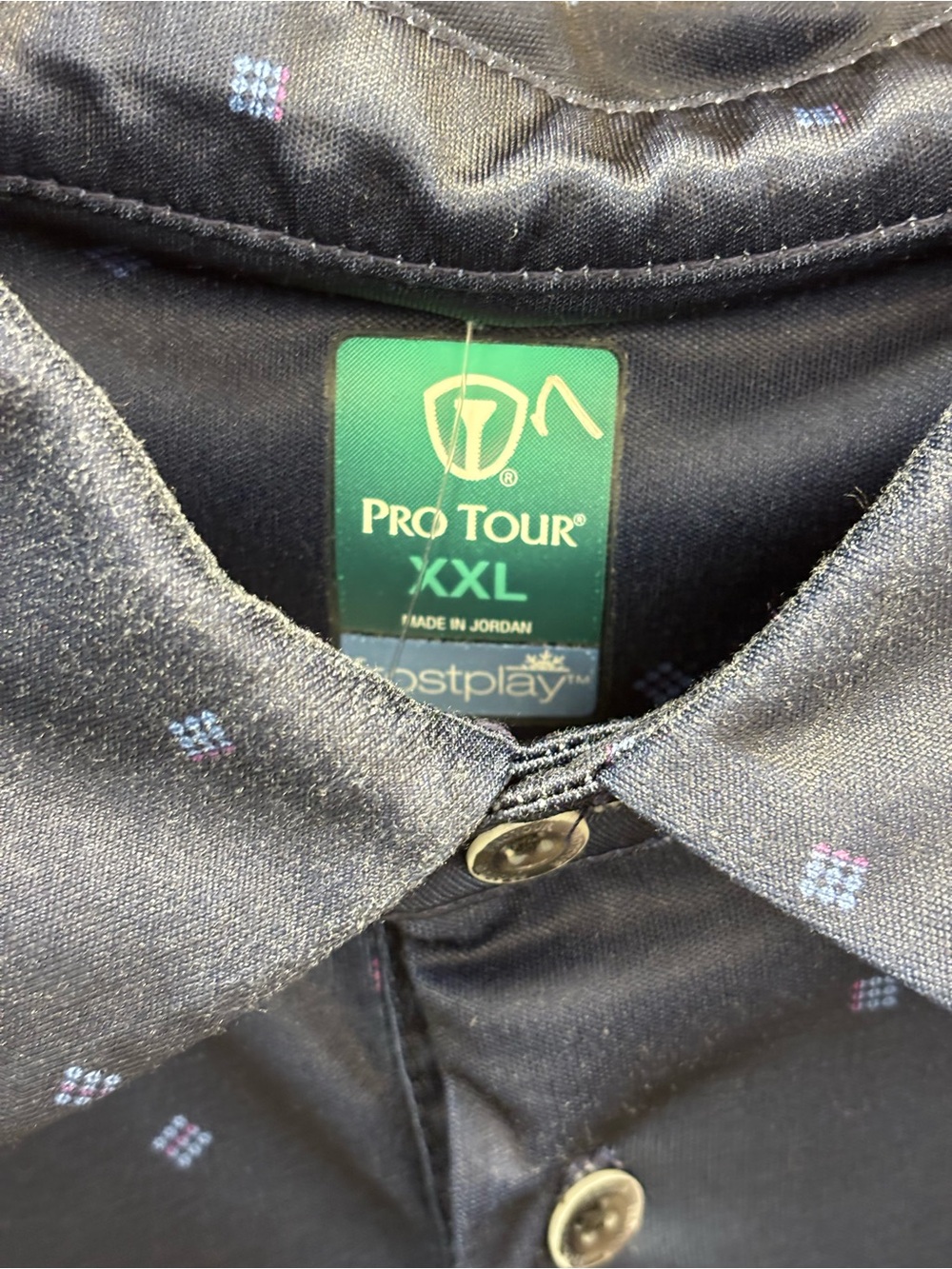 Men's Navy Micro-Print Polo Shirt - Picture 2 of 3